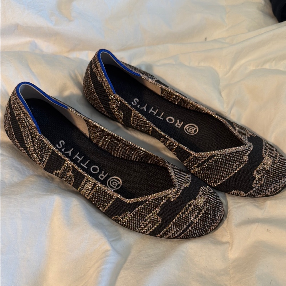 Rothy's Black and Gold Flats